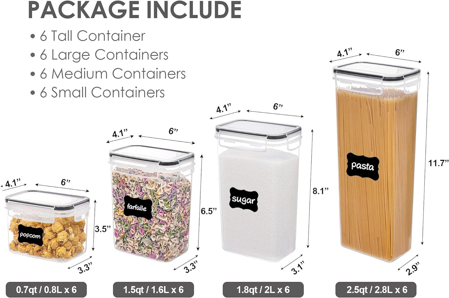 Nebula home Airtight Food Storage Containers with Lids, 24 pcs