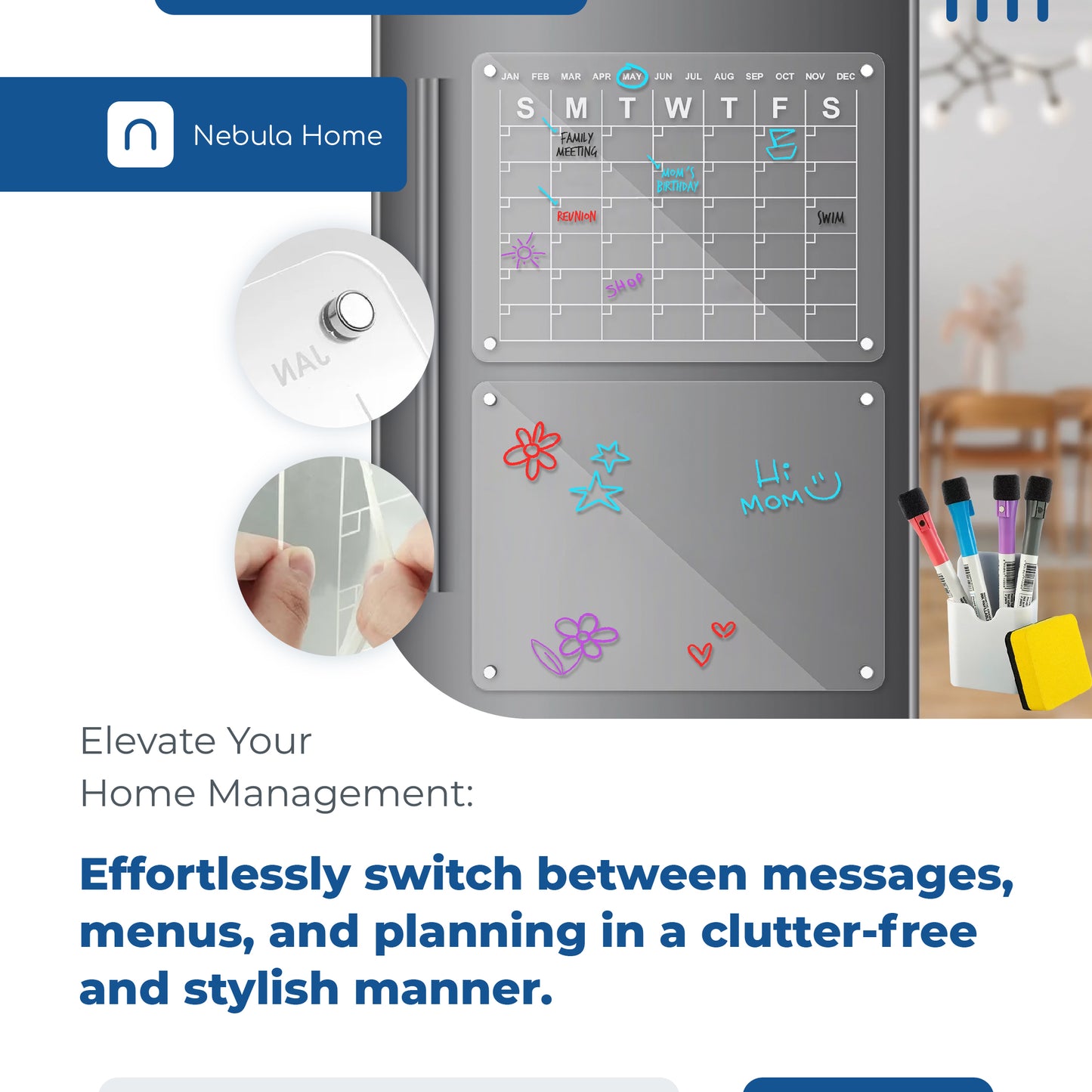 Organize with Style: Reusable Magnetic Dry Erase Calendar Board for Your Fridge