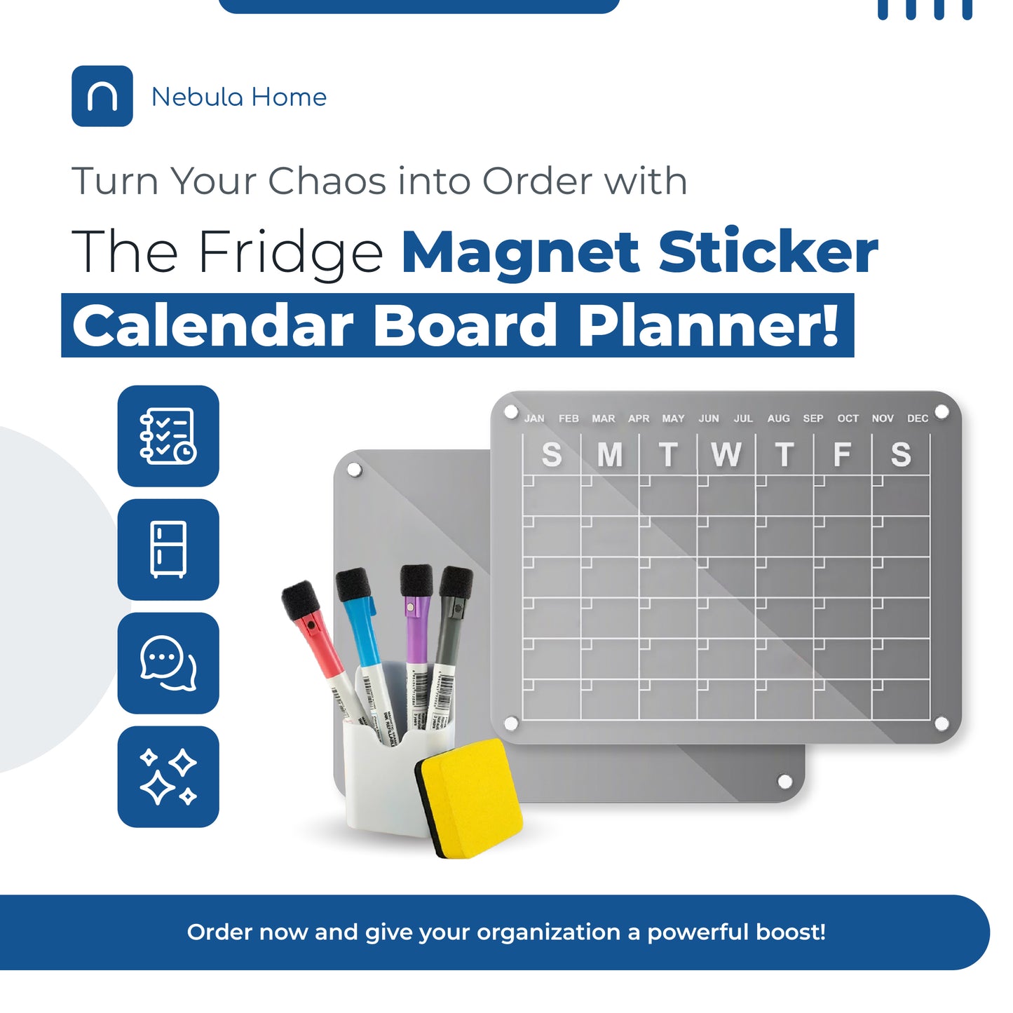 Organize with Style: Reusable Magnetic Dry Erase Calendar Board for Your Fridge